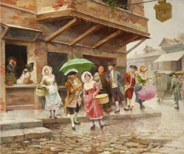  Spain Oil Painting - PASEO MATINAL A MORNING WALK Spain Bourbon Dynasty Mariano Alonso Perez